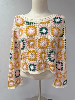 Rebellion Granny Square Crochet Sweater thumbnail 3