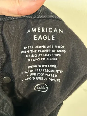 New American Eagle Outfitters Wide Leg Baggy A-Line Fit Black Women's Denim Jean thumbnail 8