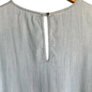 Life in Progress Shift Dress Women Medium Chambray Raw Hem Beachy Light Wash thumbnail 7