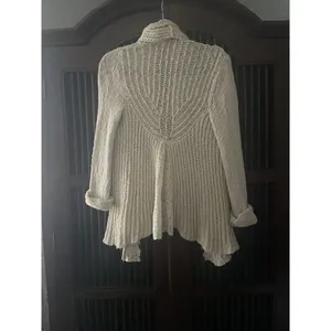 Anthropologie Knitted & Knotted Siretta Cotton Blend Beige Women’s Cardigan XS thumbnail 2