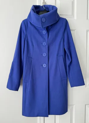 New York & Company Wool Blend Turtleneck/ Flap Collar Trench Style Coat, Size 6 thumbnail 1