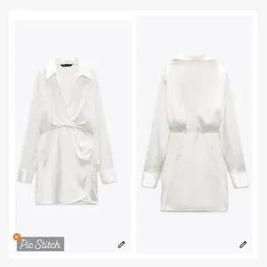 Zara White Satin Effect Draped Shirt Dress thumbnail 4