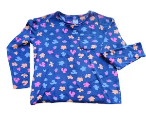 Marleylilly Pajama Women M Blue Floral Plush Long‎ Sleeve Short Set thumbnail 1