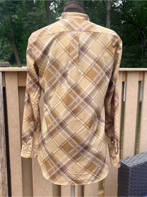 Lauren Ralph Lauren Women’s Beige Lilac Plaid Long Sleeve Mock Neck Blouse Sz S thumbnail 5