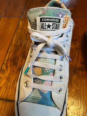 Converse White Low Top Sneakers with Multicolor Star Pattern thumbnail 2