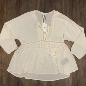 $148 NWT 7 for all mankind Sz‎ M KATELLA 3/4 SLEEVE V-NECK SLIP-ON BLOUSE thumbnail 7