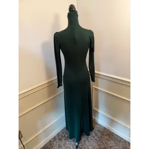 Vintage Celle by Lucy Harley Emerald Green Knit Maxi Dress Mock Turtleneck Gown thumbnail 5