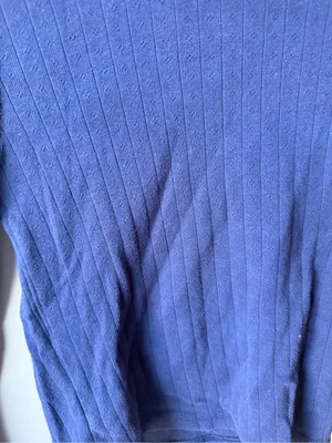 American Eagle Women’s Small Navy Blue Ribbed Long Sleeve Top thumbnail 3