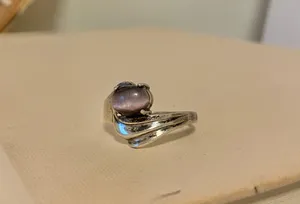 Purple Glass Faux Star Sapphire Silver Victorian Ring “Tabitha” Dark Femme Classic Jewelry thumbnail 5