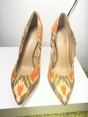 Sam Edelman Orange, Tan and Yellow Ikat Pointed-Toe Pumps thumbnail 1