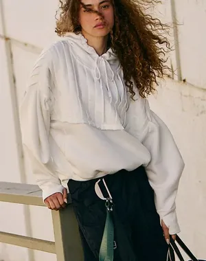 Free People Movement White Pick It Up Pullover Hoodie NWT Size XS thumbnail 1