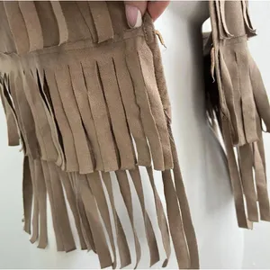 CLK Tan Fringed Western Vest BOHO Festival BOHEMIAN Cowgirl XSmall - Small NEW thumbnail 5