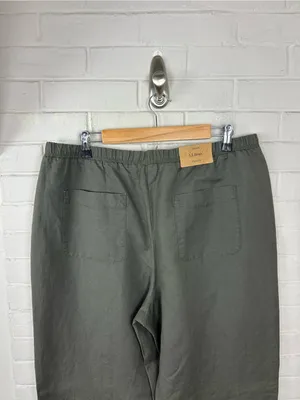 NWT L.L.Bean Green Classic Fit Linen Cotton Pants Size L thumbnail 10