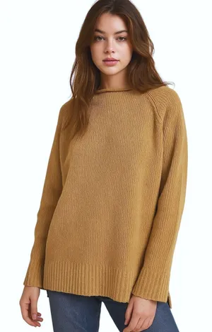 Vintage J. Peterman‎ Co Sweater 100% Cotton Tan/Brown Knit Women's Size Medium thumbnail 1