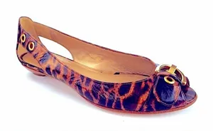 Stuart weitzman chitchat leopard printed‎ ballets flats open toe 8M thumbnail 1