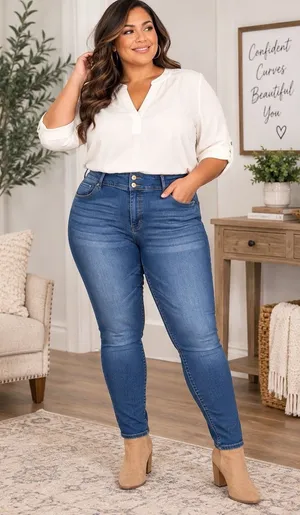 Ashley Stewart Fearless 26 Skinny Jeans High Rise Stretch Denim NWT Plus Womens thumbnail 1