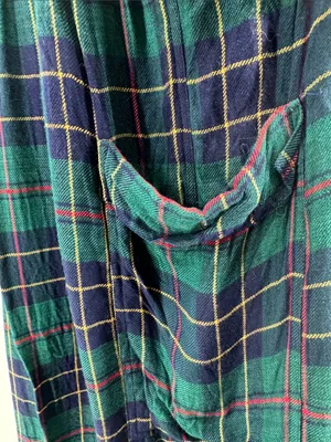 S.Roberts Green and Navy Plaid jumper Midi Dress drop pockets school girl vtg M thumbnail 8