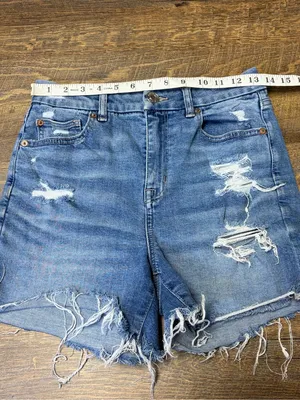 American Eagle Curvy High Rise Shortie Denim Jean Shorts Super Stretch Womens 4 thumbnail 2