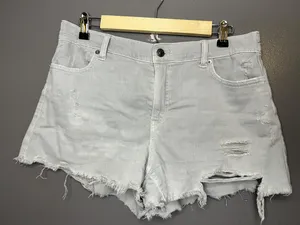 Aerie Denim Shorts Womens Medium Gray Distressed Cutoff Raw Frayed Hem Casual thumbnail 1