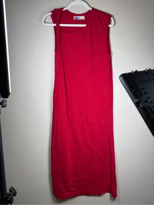 Free People Beach Red Cotton Maxi Dress with twist strap and pockets thumbnail 5