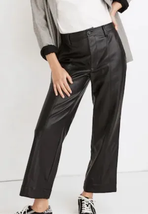 Like New Madewell Emmett Wide Leg Faux Leather Pants Size 29 Retail $148.00 thumbnail 1