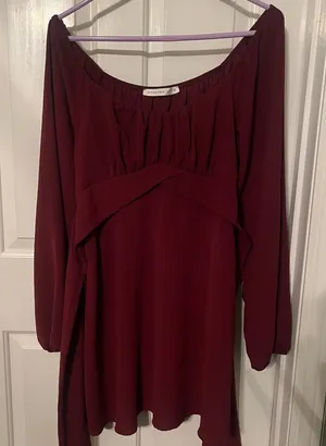 Altar'd State Burgundy Long Sleeve Dress thumbnail 1