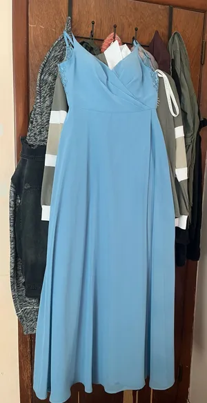 Azazie Lennon Steel Blue bridesmaid dress thumbnail 1