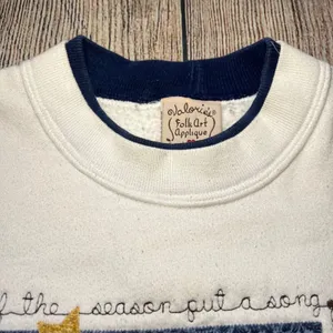 VTG 90s Folk Art Applique Sweatshirt‎ XL Embroidered Snowman Made USA Christmas thumbnail 4