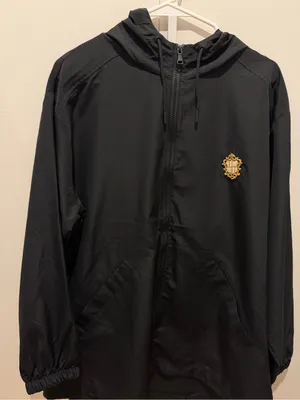 Calvin Klein Black Hooded Zip Windbreaker with added Gold Crest Patch used thumbnail 2