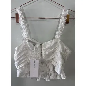 Endless Rose Women's Ruffled Ruched Cropped Top White‎ Size S NWT thumbnail 5