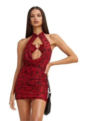 I.am.gia I AM GIA Elegant Red and black snake print Halter Dress Medusa Dress thumbnail 1
