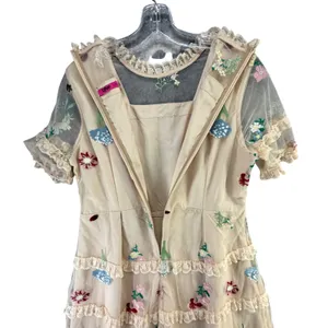 Cottagecore‎ Lace Tiered Midi Dress Embroidered Floral Prairie Fairy 2extremz L thumbnail 5