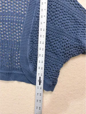 89th & Madison Size S Blue Open Knit Cropped Shrug Cardigan Sweater thumbnail 5