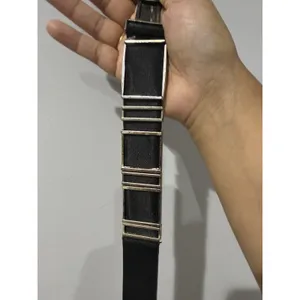 Chicos Black Leather Stretch Metal Belt Women Size L Festival Statement Boho 35" thumbnail 11