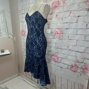About Us Women's Angeline High Low Mermaid Ruffle Dress In Indigo Size XS NWT thumbnail 7