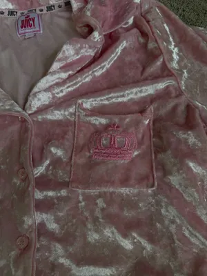 Juicy Couture Pink Crushed Velvet Pajama Top Size L thumbnail 3