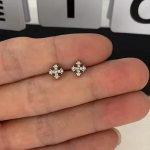 6mm CZ Cross Stud Earrings for Men Women Streetwear Punk Hip Hop Unisex Style thumbnail 6
