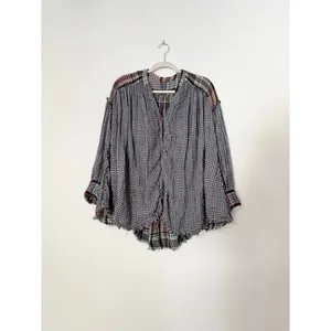 Women's Free People Plaid Button Down Shirt S Multicolor Rayon Cotton thumbnail 4