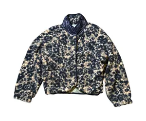 Calme Green Tan Black Printed Fleece Jacket thumbnail 1