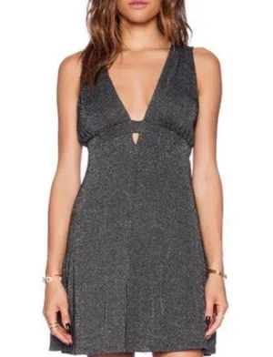 Free People Dance of the Night Black Metallic Cut Out Backless Dress thumbnail 1