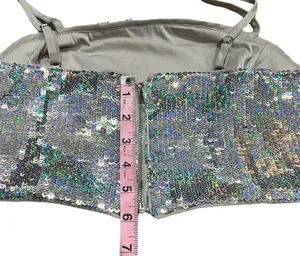 GB Women's Silver Sequin Bandeau Camisole Top Size M Party Sparkly thumbnail 3