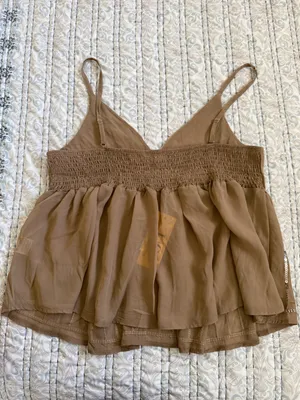 Lizette Collection Sequin Beaded Babydoll Cami Top Y2K Fairy Party Taupe Med NWT thumbnail 9