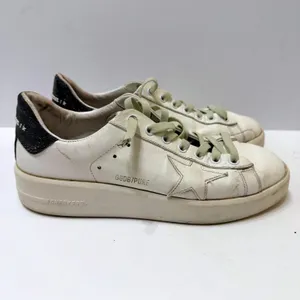 Golden Goose PureStar Low Top Sneakers White Leather Glitter Heel Size 38 US 8 thumbnail 3