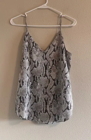 Express Snake-Print Slip Cami - Black & Gray thumbnail 1