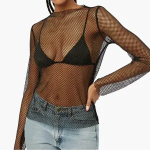 WeWoreWhat Crystal Mesh Mock Neck Top Size Medium thumbnail 2