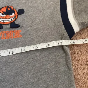 VS Pink x 5th & Ocean Syracuse Orange Football Tee (Sz XS) Heathered Gray Sequin thumbnail 7