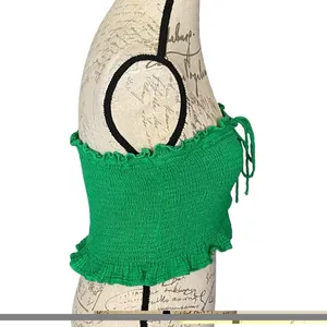 American Eagle Strapless Tube Ribbed Top Crop XS Green thumbnail 4