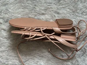 Ermonn Women's Tan/Pink Lace-Up Strappy‎ Flat Sandal Size 7.5 thumbnail 6