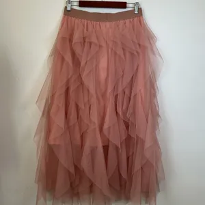 Tasha Polizzi Pink Tiered Tulle Maxi Skirt Layered Mesh Ruffle XL Pink Romantic thumbnail 3