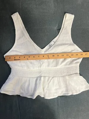 Hollister white smocked peplum crop top thumbnail 7
